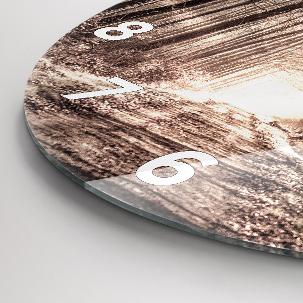 Ceas rotund de perete din sticlă Poteca în sepia