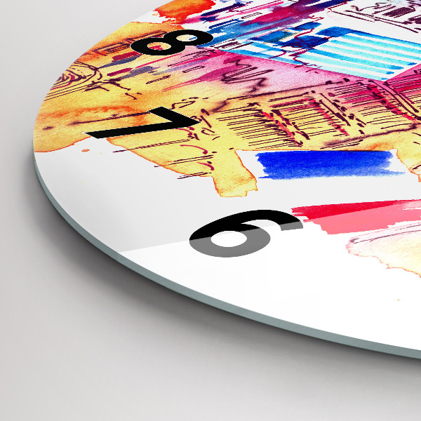 Ceas rotund de perete din sticlă Țări atractive ale lumii