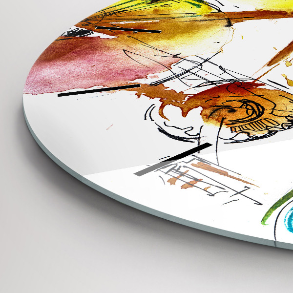 Ceas rotund de perete din sticlă Bicicleta pictata