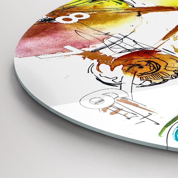 Ceas rotund de perete din sticlă Bicicleta pictata