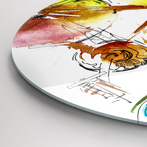 Ceas rotund de perete din sticlă Bicicleta pictata