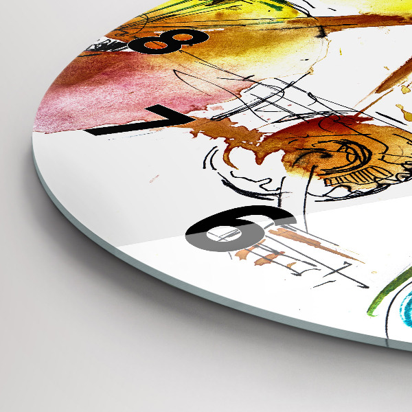 Ceas rotund de perete din sticlă Bicicleta pictata