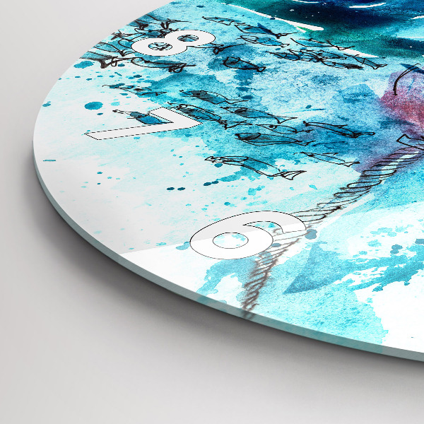 Ceas rotund de perete din sticlă Pescăruș pictat