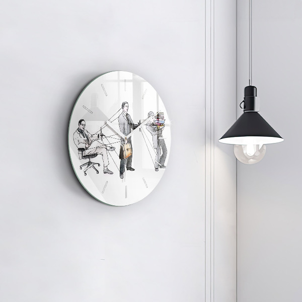 Ceas rotund de perete din sticlă Oameni păpuși