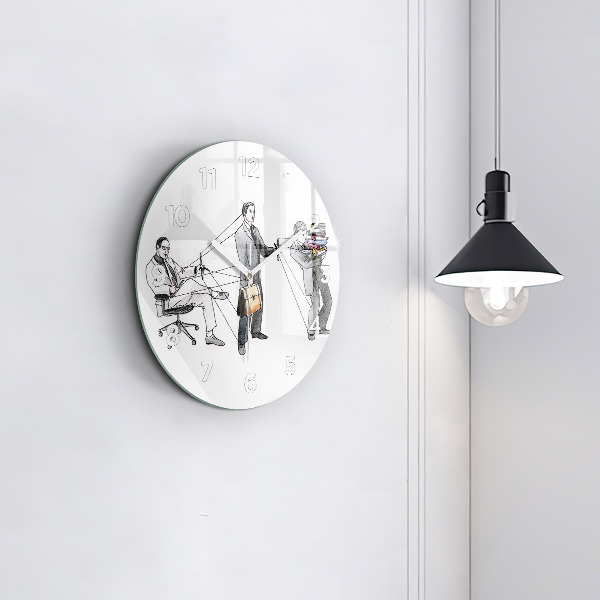 Ceas rotund de perete din sticlă Oameni păpuși