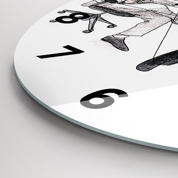 Ceas rotund de perete din sticlă Oameni păpuși