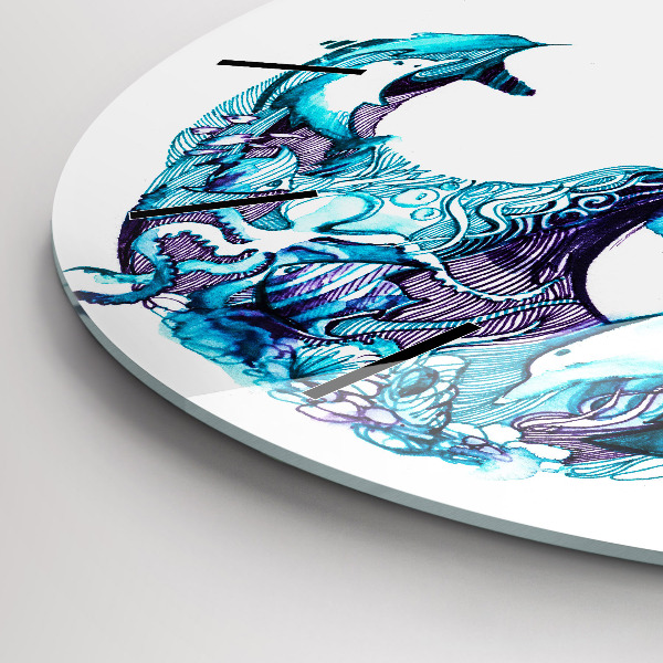 Ceas rotund de perete din sticlă Ancoră de mare