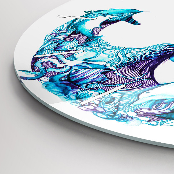 Ceas rotund de perete din sticlă Ancoră de mare