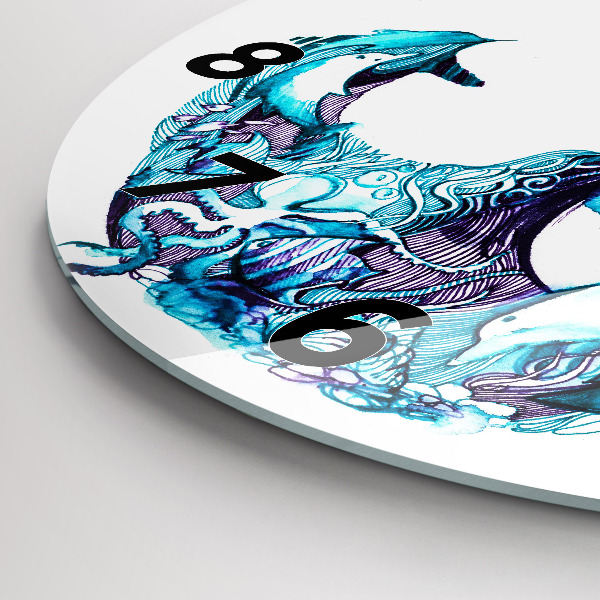 Ceas rotund de perete din sticlă Ancoră de mare