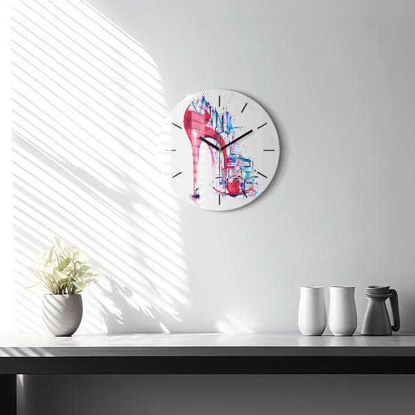 Ceas rotund de perete din sticlă Toc roșu