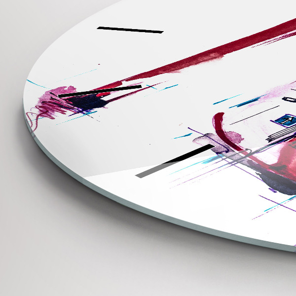 Ceas rotund de perete din sticlă Toc roșu