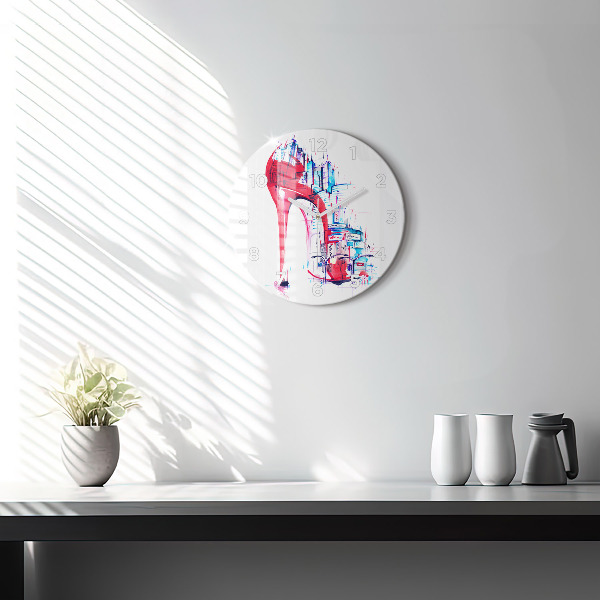 Ceas rotund de perete din sticlă Toc roșu