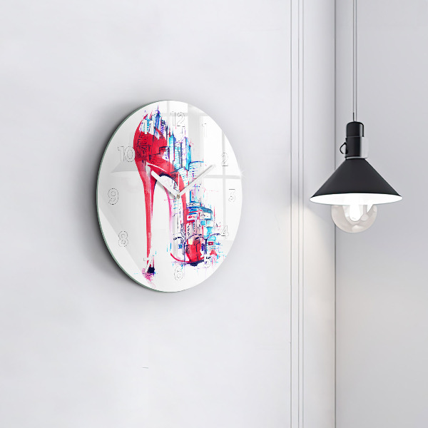 Ceas rotund de perete din sticlă Toc roșu