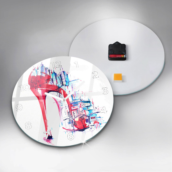 Ceas rotund de perete din sticlă Toc roșu