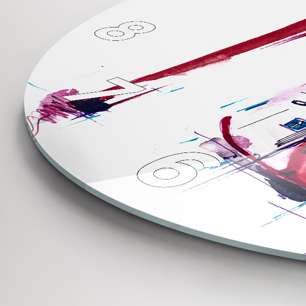 Ceas rotund de perete din sticlă Toc roșu