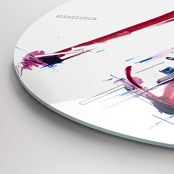 Ceas rotund de perete din sticlă Toc roșu