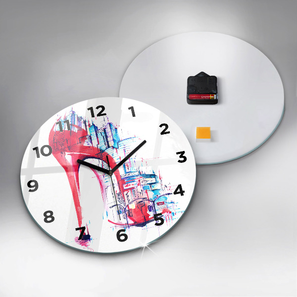 Ceas rotund de perete din sticlă Toc roșu