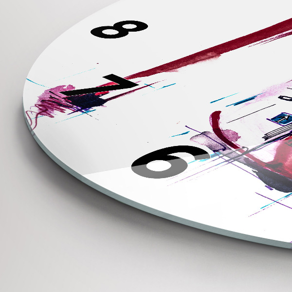 Ceas rotund de perete din sticlă Toc roșu