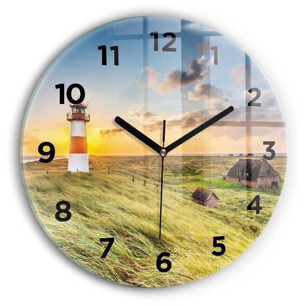 Ceas rotund de perete din sticlă Far