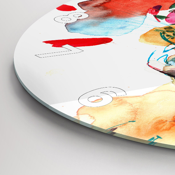 Ceas rotund de perete din sticlă Pisica sălbatică abstractă