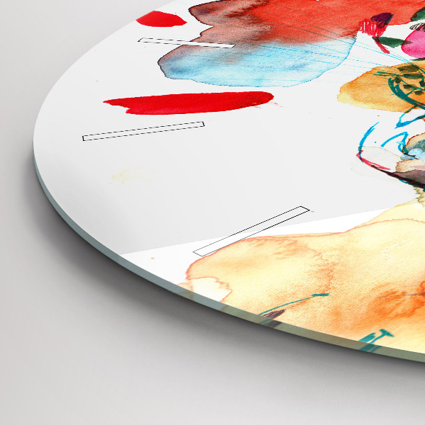 Ceas rotund de perete din sticlă Pisica sălbatică abstractă