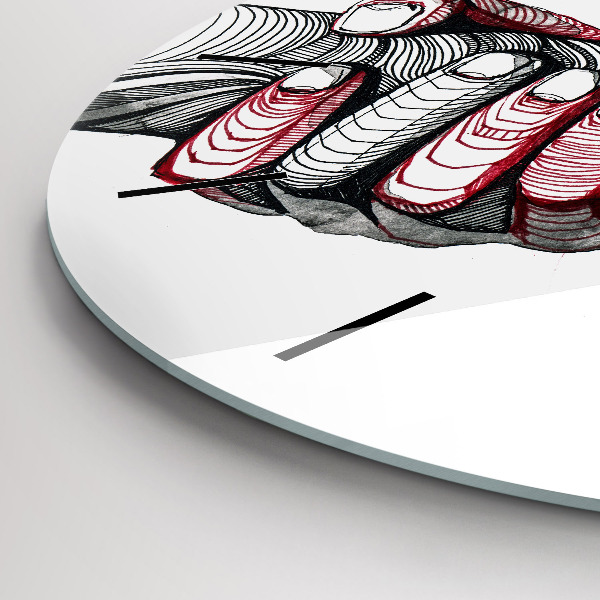 Ceas rotund de perete din sticlă ținându-se de mână