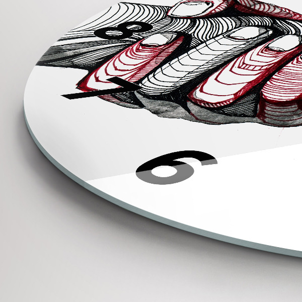 Ceas rotund de perete din sticlă ținându-se de mână