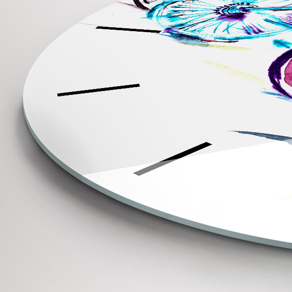 Ceas rotund de perete din sticlă Biciclete de oraș colorate