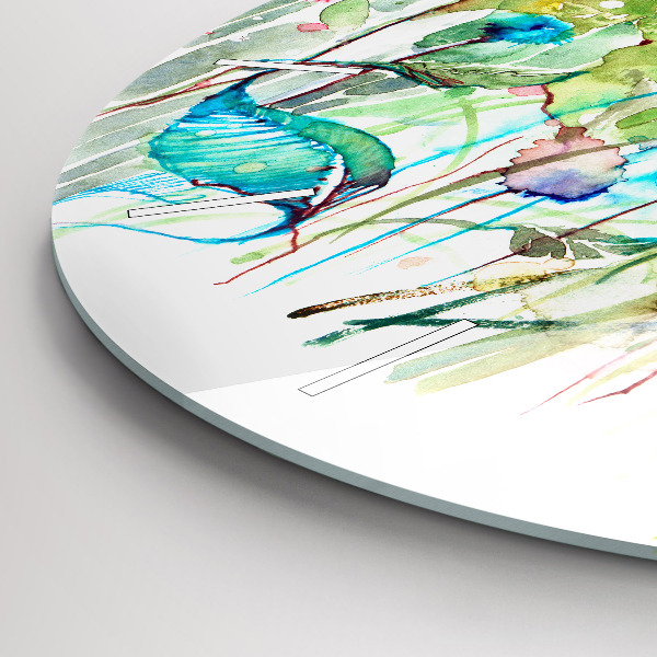 Ceas rotund de perete din sticlă Flori în pajiște