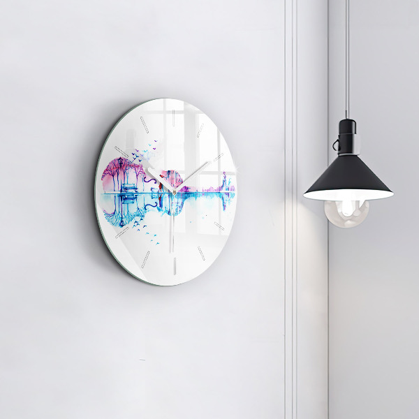 Ceas rotund de perete din sticlă Lacul Cello Park