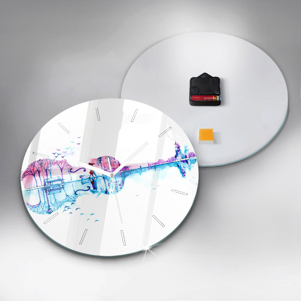 Ceas rotund de perete din sticlă Lacul Cello Park