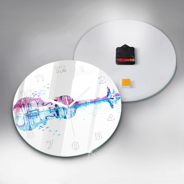 Ceas rotund de perete din sticlă Lacul Cello Park