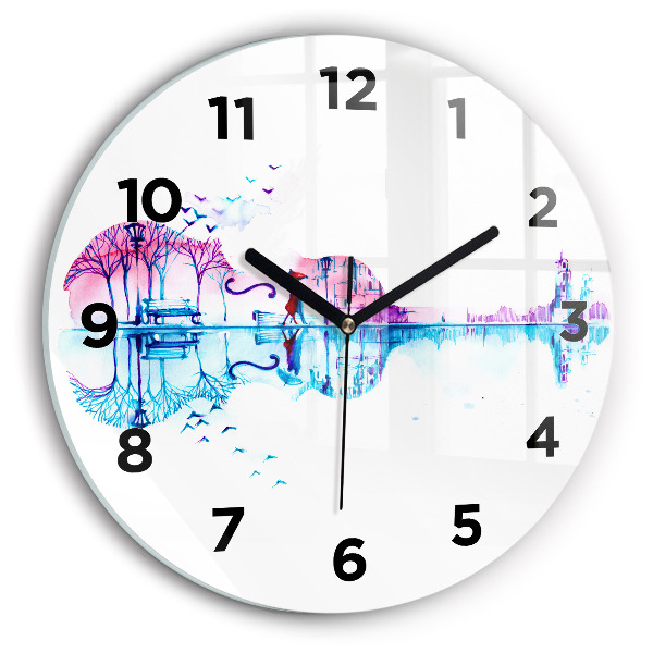 Ceas rotund de perete din sticlă Lacul Cello Park