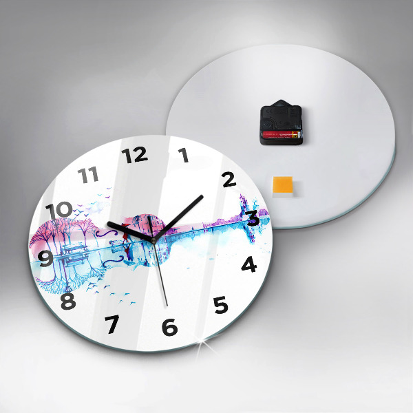 Ceas rotund de perete din sticlă Lacul Cello Park