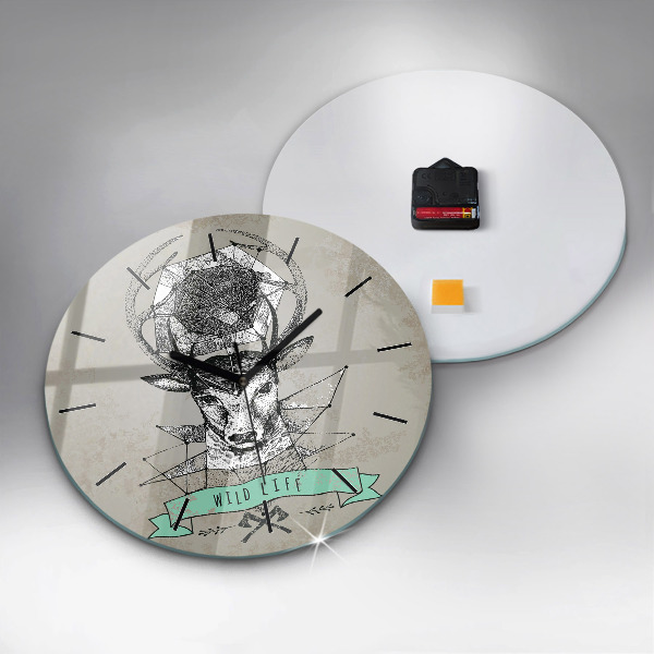 Ceas rotund de perete din sticlă Cap de cerb