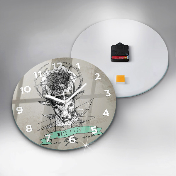 Ceas rotund de perete din sticlă Cap de cerb