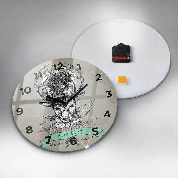 Ceas rotund de perete din sticlă Cap de cerb