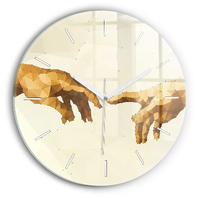 Ceas rotund de perete din sticlă Crearea lui Adam