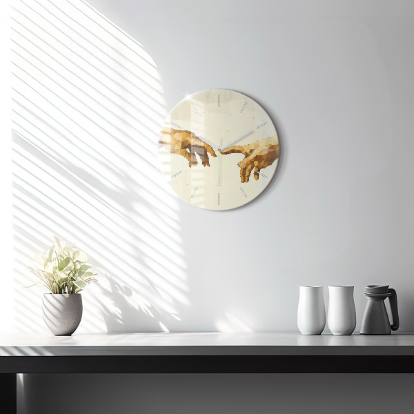 Ceas rotund de perete din sticlă Crearea lui Adam