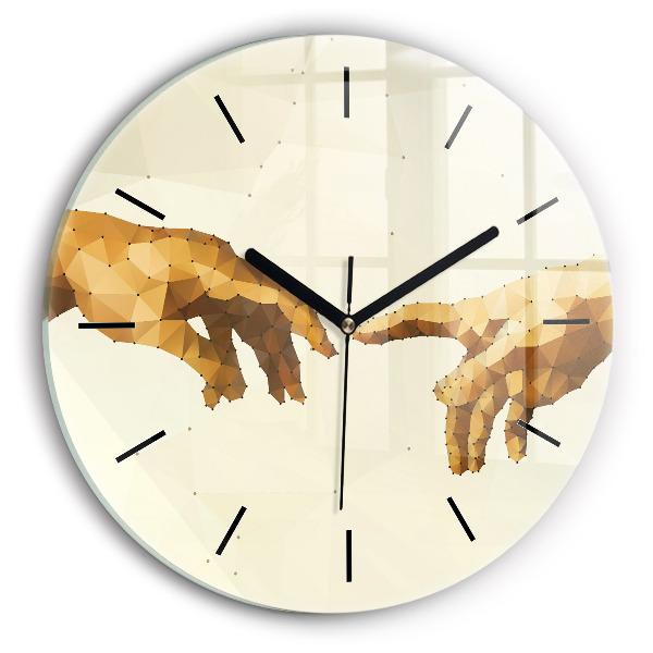 Ceas rotund de perete din sticlă Crearea lui Adam