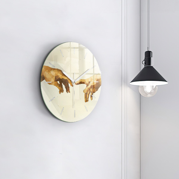 Ceas rotund de perete din sticlă Crearea lui Adam