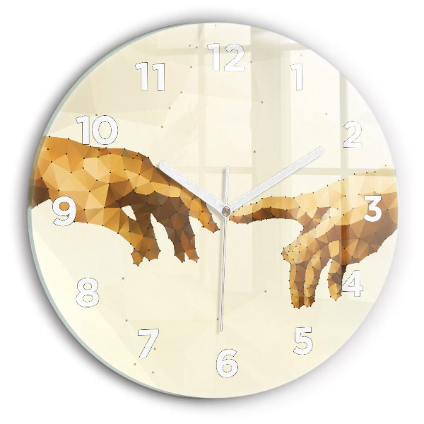 Ceas rotund de perete din sticlă Crearea lui Adam