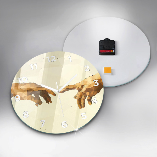 Ceas rotund de perete din sticlă Crearea lui Adam