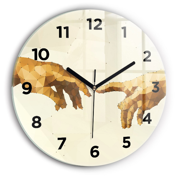 Ceas rotund de perete din sticlă Crearea lui Adam