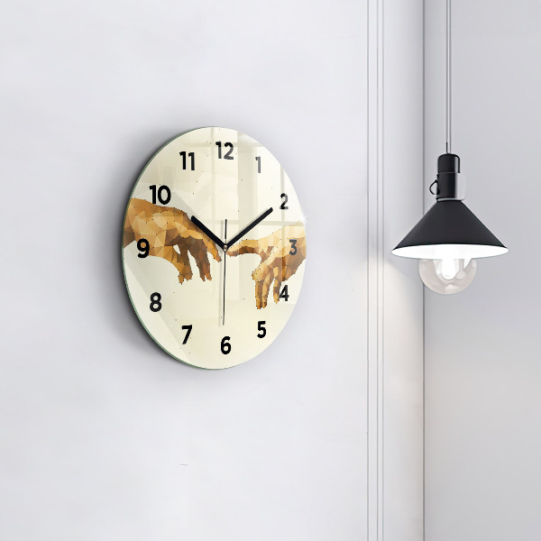 Ceas rotund de perete din sticlă Crearea lui Adam