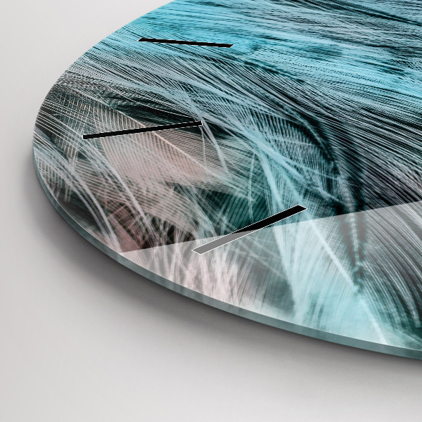 Ceas rotund de perete din sticlă Pene colorate