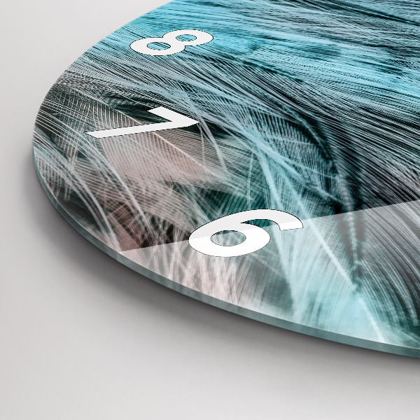 Ceas rotund de perete din sticlă Pene colorate