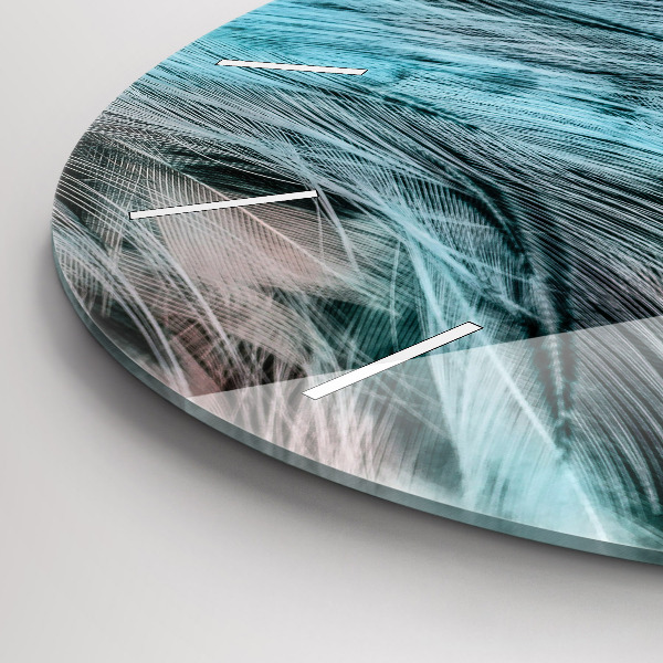 Ceas rotund de perete din sticlă Pene colorate