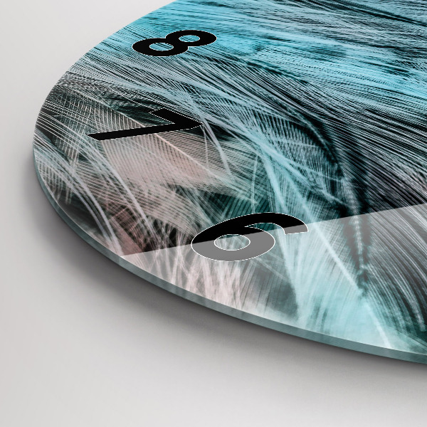 Ceas rotund de perete din sticlă Pene colorate