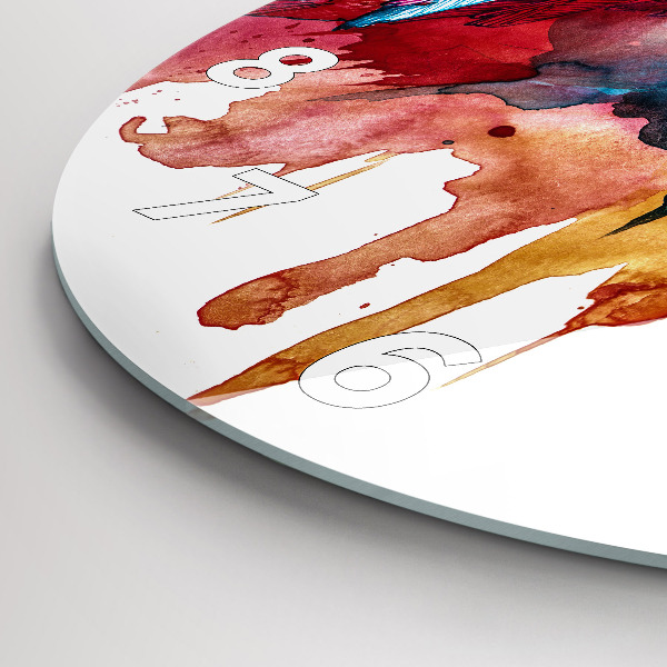 Ceas rotund de perete din sticlă Papagal roșu colorat